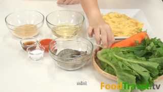 Thai Food Shrimp wrapped vegetables Goong Pan Pak [upl. by Nodnarb492]