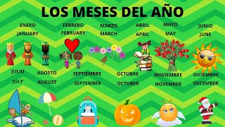 LOS MESES DEL AÑO EN INGLES Y ESPAÑOL PARA NIÑOS VOCABULARIO EN INGLES Y ESPAÑOL PARA NIÑOS [upl. by Ozne]