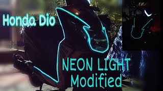 Honda Dio Neon light modification for scooter and bikes  Scooty modification [upl. by Adok454]