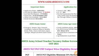 AWES Teacher Recruitment 2024 Army School TGT  PGT  PRT short viral shorts trending [upl. by Lyret]