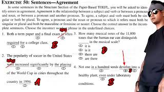 Structure Exercise 50 Barrons TOEFL SentencesAgreement [upl. by Geneva]