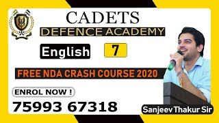 English Class07  NDAAIRFORCENAVYAFCATCDS  Cadets Defence Academy  Nda 2020 [upl. by Hnah775]