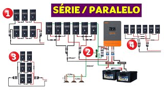 Como Ligar Painéis Solares em Série e Paralelo 4 Opções de ligações Para 6 Painéis Solares de 150W [upl. by Robin869]