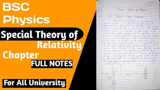 Bsc Physics Special Theory Of Relativity chapter Full handwritten notes By Keep Learning [upl. by Obola318]