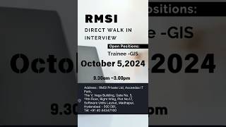 RMSI walk in drive for freshers in Hyderabad  latest jobs 2024walkindrive [upl. by Rhoads676]