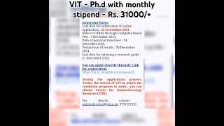 Phd with monthly stipend  Rs 31000 [upl. by Legyn349]