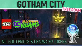 LEGO DC SuperVillains  All Gold Bricks amp Tokens  Gotham City 🏆 All Collectibles Free Roam [upl. by Adiela]