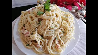 ESPAGUETI CON SALSA CARBONARA PARA TU CENA NAVIDEÑA°° DELICIOSA PASTA ITALIANA RECETA FÁCIL Y RÁPIDA [upl. by Casimire]