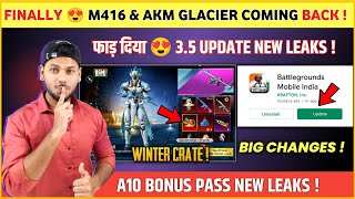 M4 Glacier Return 😍 New Winter Crate  A10 Bonus Pass  Bgmi New Update  Bgmi 35 Update Leaks [upl. by Publea]