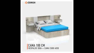 Respaldo de Cama y Cama Cubo con Cajones 180 cm  CORSA  3006 4030 [upl. by Lainad]