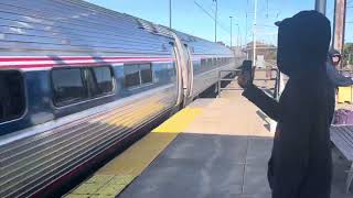 Amtrak northeast regional No121 with Metroliner cab car passing through new Carrollton [upl. by Estell]