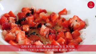 Recette  Salade fraises concombre et sardines par Léa Linster [upl. by Elletsyrc498]