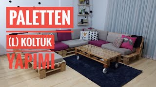 Paletten  L  koltuk yapımı Chair made from wooden pallets [upl. by Ennylcaj121]