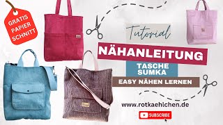 Tutorial Nähanleitung Sumka  Gratis Papierschnittmuster [upl. by Yanehs926]