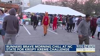 Runners brave morning chill at NC State for Krispy Kreme challenge [upl. by Noella]