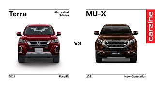 New Isuzu MUX vs Nissan TerraXTerra facelift sidebyside visual comparison  specs MY 20212022 [upl. by Lucas]