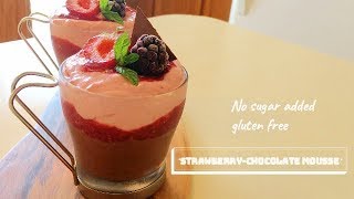 No sugar added glutenfree Strawberrychocolate mousse [upl. by Yenattirb]