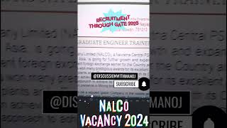 NALCO RECRUITMENT FOR 277 GET THROUGH GATE 2023 vacancy2024 2024 [upl. by Davidson]