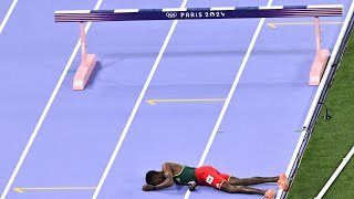 Lamecha Girma unconscious injury after fall onMens 3000m Olympics final  lamecha girma injury [upl. by Ahsimin421]