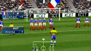 ISS Pro Evolution PS1 Gameplay  France vs Brazil [upl. by Assilem837]