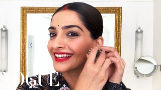 Sonam Kapoor Gives a Lesson in ’90s Bollywood Beauty  Beauty Secrets  Vogue [upl. by Mayda911]