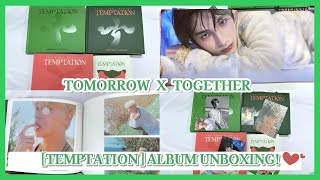 UNBOXING  GIVEAWAY TXT 투모로우바이투게더  TEMPTATION ALBUM UNBOXING 앨범 언박싱 [upl. by Eedyaj]