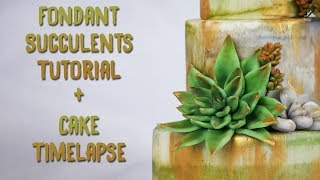 Cake Tutorial  Three Types of Fondant Succulents [upl. by Marlin]