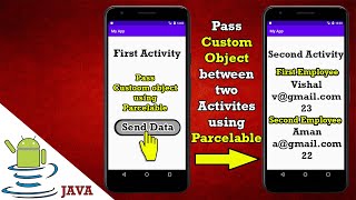Pass Custom Object between two activities using Parcelable Interface Intent in android studio [upl. by Ebag]
