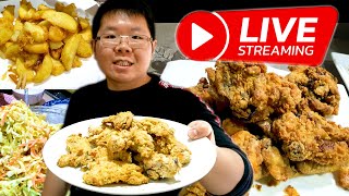 Cooking Garlic Fried Chicken and Fried Potato Wedges [upl. by Resay573]