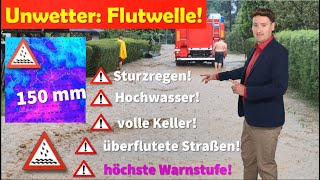 Höchste Alarmstufe LILA Extremes Unwetter durch Starkregen mit schwerem Hochwasser Rekorde möglich [upl. by Kiersten]