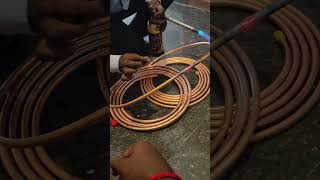 Welding copper pipe airconditioning shortrsviodescondent viodeshardwork [upl. by Leorsiy]