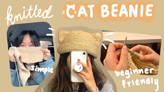 How to Knit a Cat Ear Beanie for beginners quick and easy tutorial [upl. by Johna]