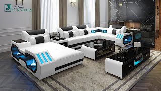 Omont Modern Leather Sectional with Console  Futuristic Furniture  Jubilee Furniture [upl. by Rosalia]