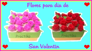 Como hacer flores de goma eva  manualidades para Valentines Day PRACTIKO [upl. by Flyn416]