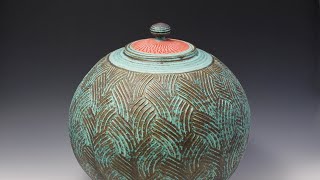 280 Trimming a Roller Texture Covered Jar with HsinChuen Lin 林新春 滾花瓶修坯 [upl. by Neille911]