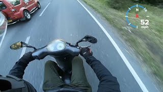 Piaggio Zip 70cc Malossi Top Speed Run 60mph [upl. by Aetnuahs298]