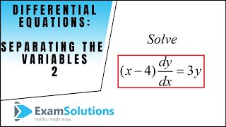 Solving a Differential Equation by separating the variables 2  ExamSolu [upl. by Nalek]