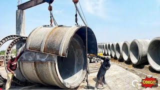 Concrete Huge pipe Manufacturing Complete process in a factory  Making sewage Huge Concrete pipe [upl. by Vail731]