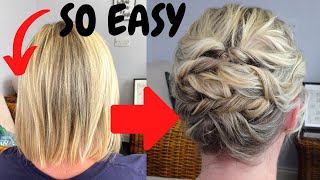 EASY messy hairstyle for short fine hair  short hair updo [upl. by Laurene508]