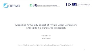 CHEBBO Hiba Modelling air quality impact of private diesel generators emissions in [upl. by Eesak81]