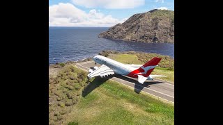 Really INSANE Qantas Airbus A380 takes off from a short runway [upl. by Einolem]