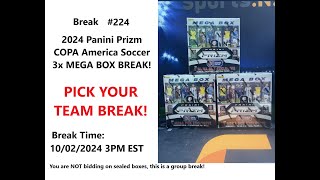 eBay Break 224 2024 Prizm COPA America Soccer 3x Mega 100224 12 pm [upl. by Cochrane]