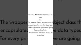 What is wrapper class in javajava javainterviewquestions technical [upl. by Antipus]