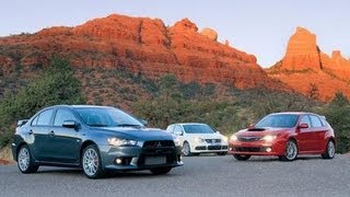 Subaru Impreza WRX STI vs VW R32 vs Mitsu Lancer Evo GSR  CAR and DRIVER [upl. by Chaunce2]