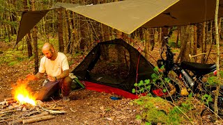 Bushcraft Camping With Electric Bike And Lightweight Hiking Gear [upl. by Yahsel288]