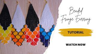 BRICK STITCH FRINGE EARRINGS TUTORIAL FRINGE BEADED EARRINGS TUTORIALmostacillas [upl. by Griffie]