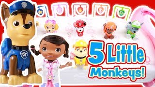 Five Little Monkeys With Chase Skye Marshall and Paw Patrol Toys  Nursery Rhyme Kids and Family [upl. by Marbut345]