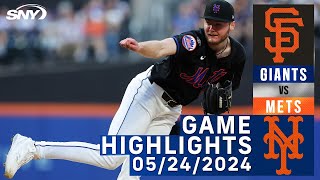 Mets vs Giants 5242024  NY Mets Highlights  SNY [upl. by Donnamarie]