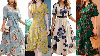 Stylish Chic Summer Floral Midi Belted Dress Designs Ideas For Women 2025 Collection [upl. by Charbonnier15]