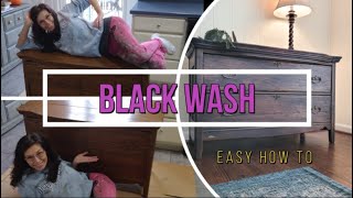 How to black wash furniture easy with chalk paint  Black washing furniture technique aged furniture [upl. by Initsed]